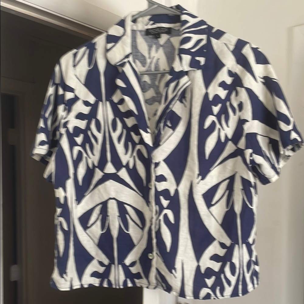 Navy and White Patterned Men's Jacket